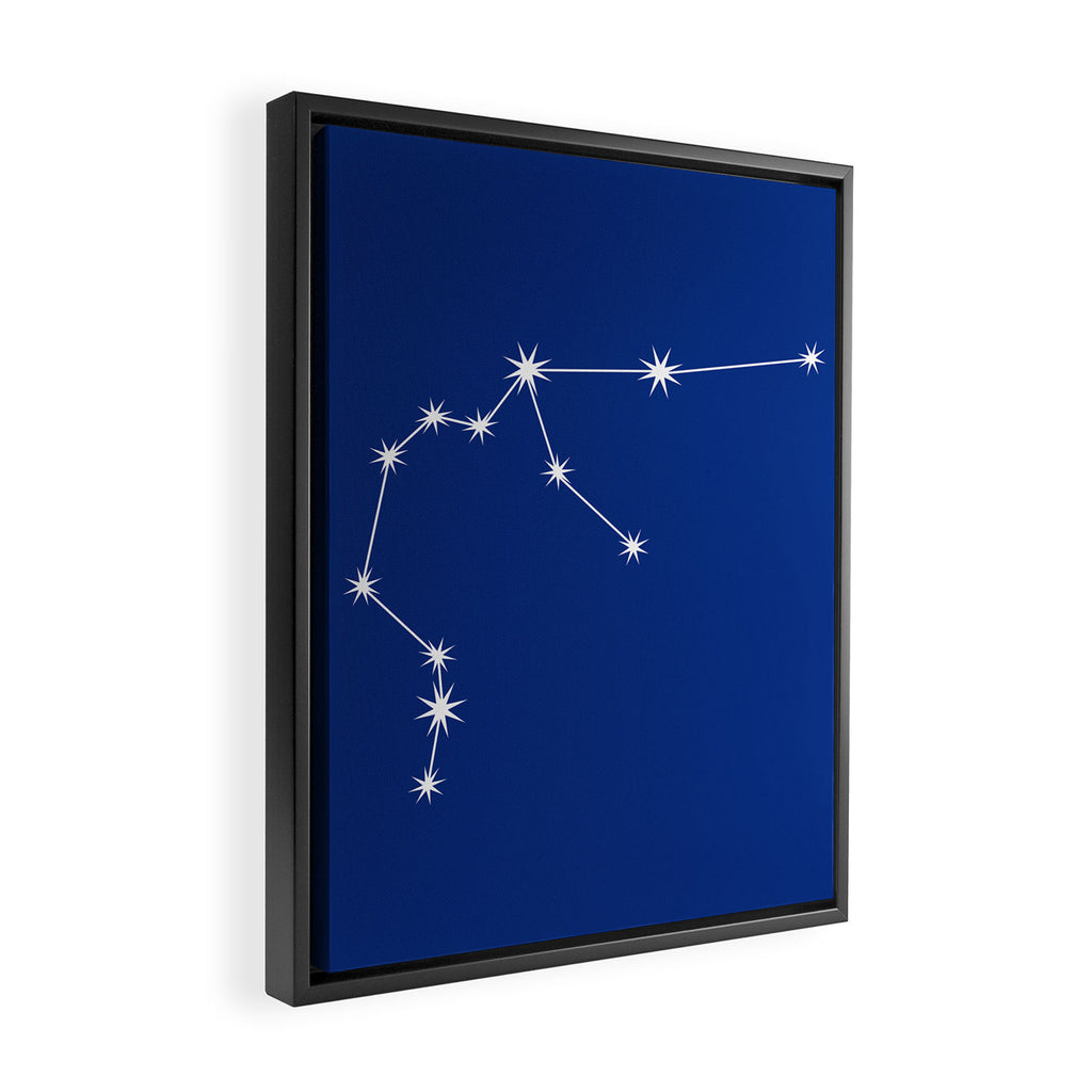 Aquarius Zodiac Star Constellation Line Art Dark Blue Framed Canvas Print Gallery Image 2