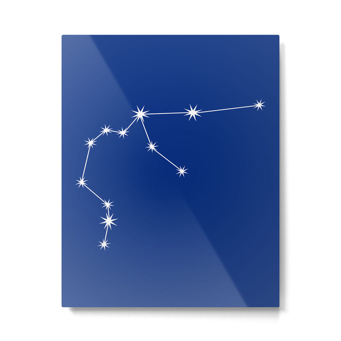 Aquarius Zodiac Star Constellation Line Art Dark Blue Metal Print Gallery Image 1
