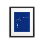 Aquarius Zodiac Star Constellation Line Art Dark Blue Framed Art Print Gallery Image 6
