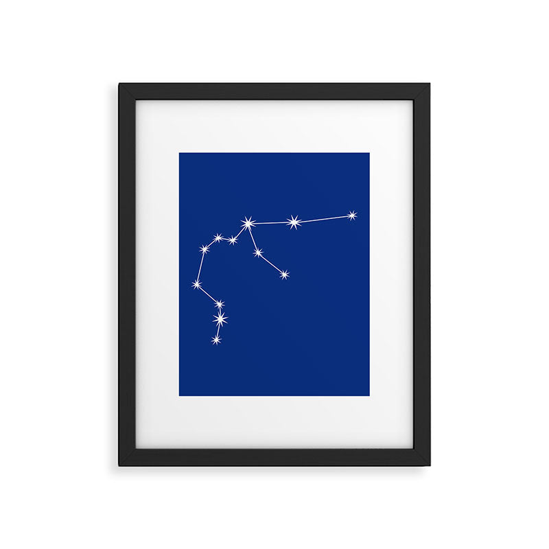 Aquarius Zodiac Star Constellation Line Art Dark Blue Framed Art Print Gallery Image 6
