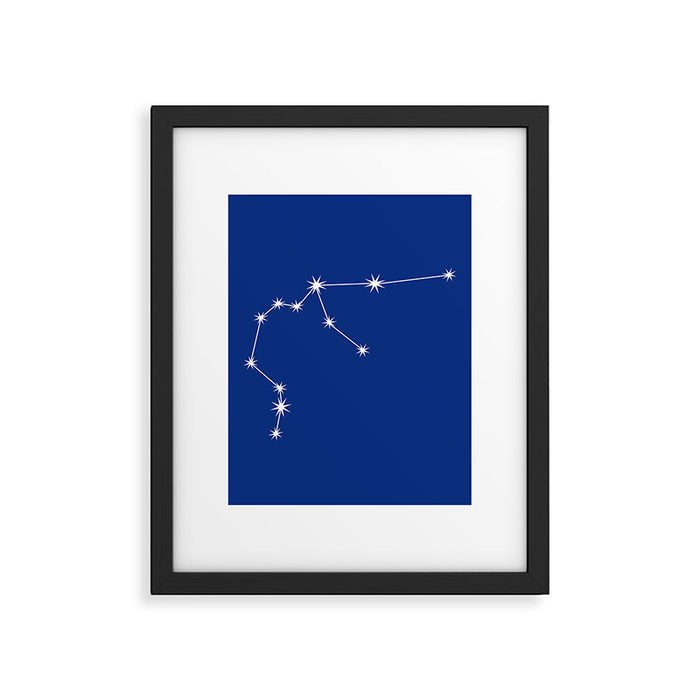 Aquarius Zodiac Star Constellation Line Art Dark Blue Framed Art Print Gallery Image 1