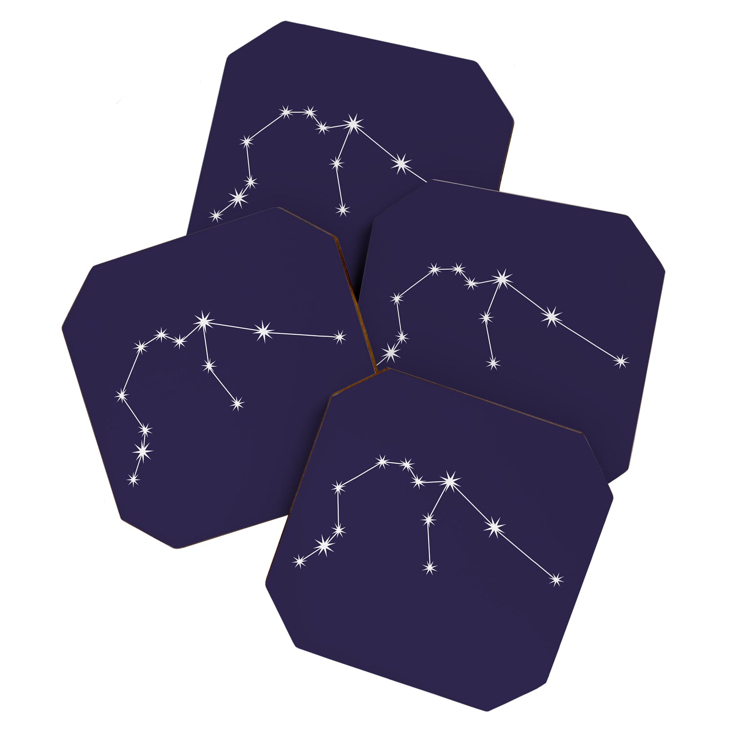 Aquarius Zodiac Star Constellation Line Art Dark Purple Coaster Gallery Image 1