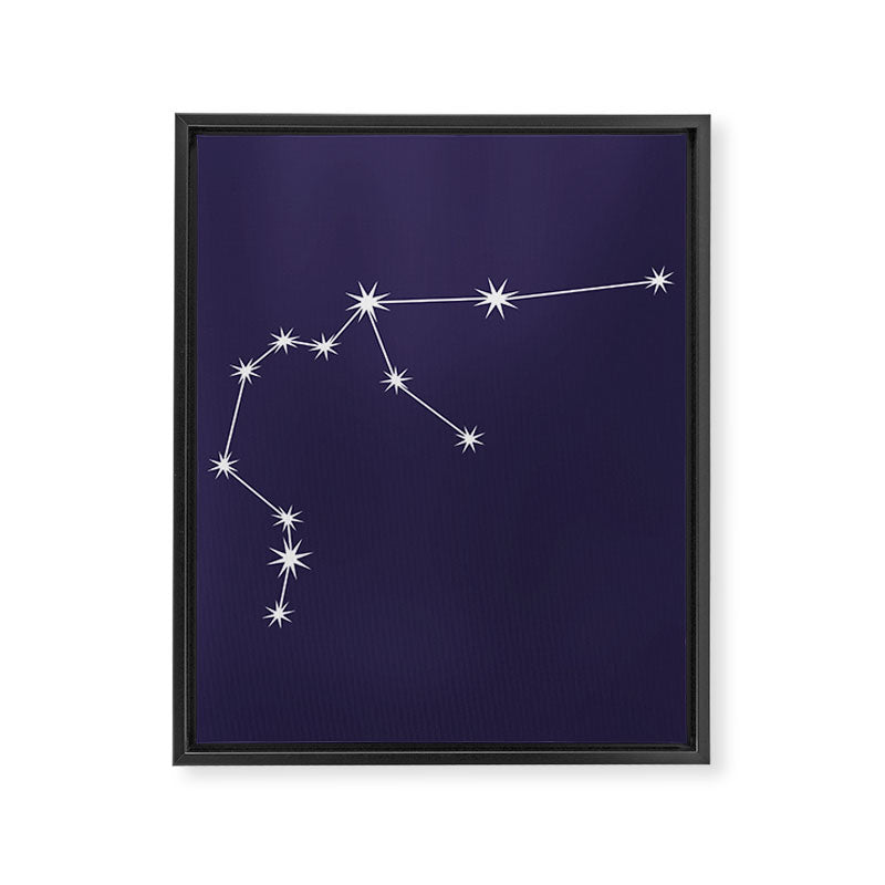 Aquarius Zodiac Star Constellation Line Art Dark Purple Framed Canvas Print Gallery Image 8