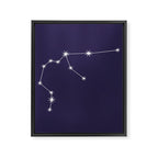 Aquarius Zodiac Star Constellation Line Art Dark Purple Framed Canvas Print Gallery Image 8
