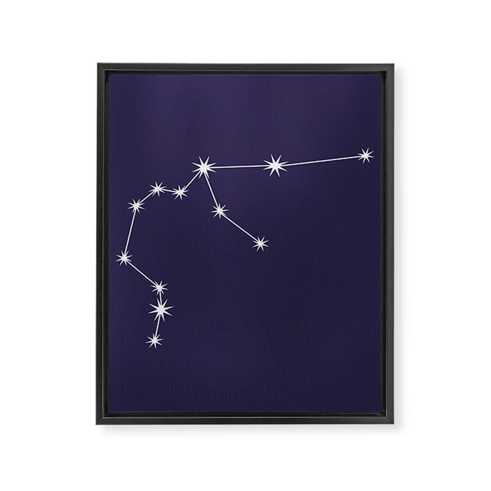 Aquarius Zodiac Star Constellation Line Art Dark Purple Framed Canvas Print Gallery Image 1