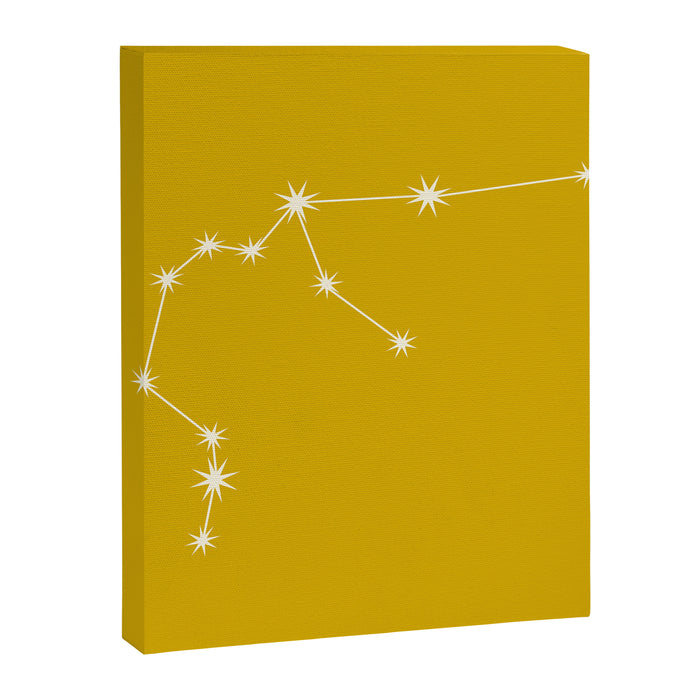 Aquarius Zodiac Star Constellation Line Art Golden Yellow Canvas Print Gallery Image 1