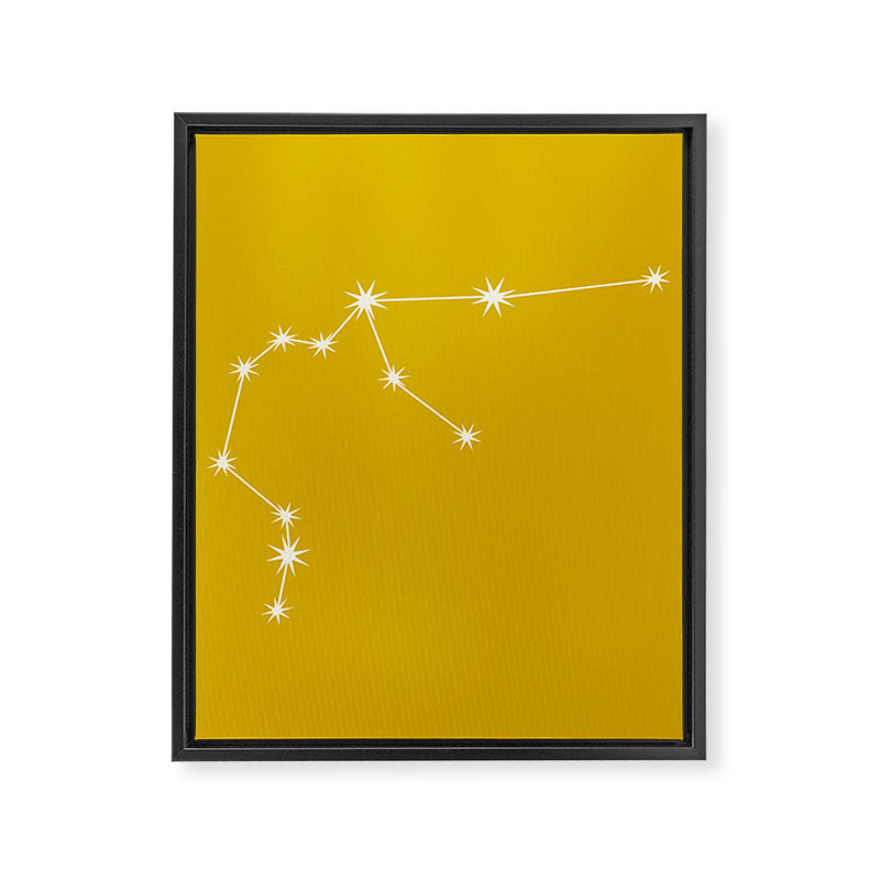 Aquarius Zodiac Star Constellation Line Art Golden Yellow Framed Canvas Print Gallery Image 8