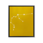 Aquarius Zodiac Star Constellation Line Art Golden Yellow Framed Canvas Print Gallery Image 8