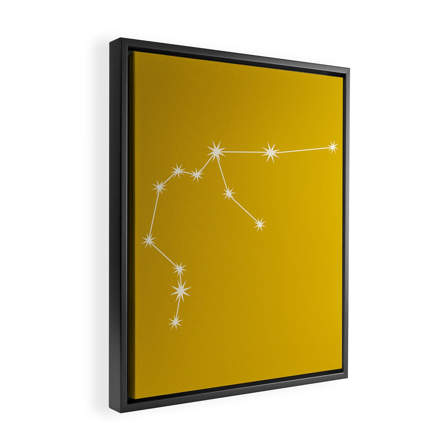 Aquarius Zodiac Star Constellation Line Art Golden Yellow Framed Canvas Print Gallery Image 2