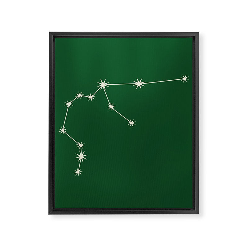 Aquarius Zodiac Star Constellation Line Art Green Framed Canvas Print Gallery Image 8