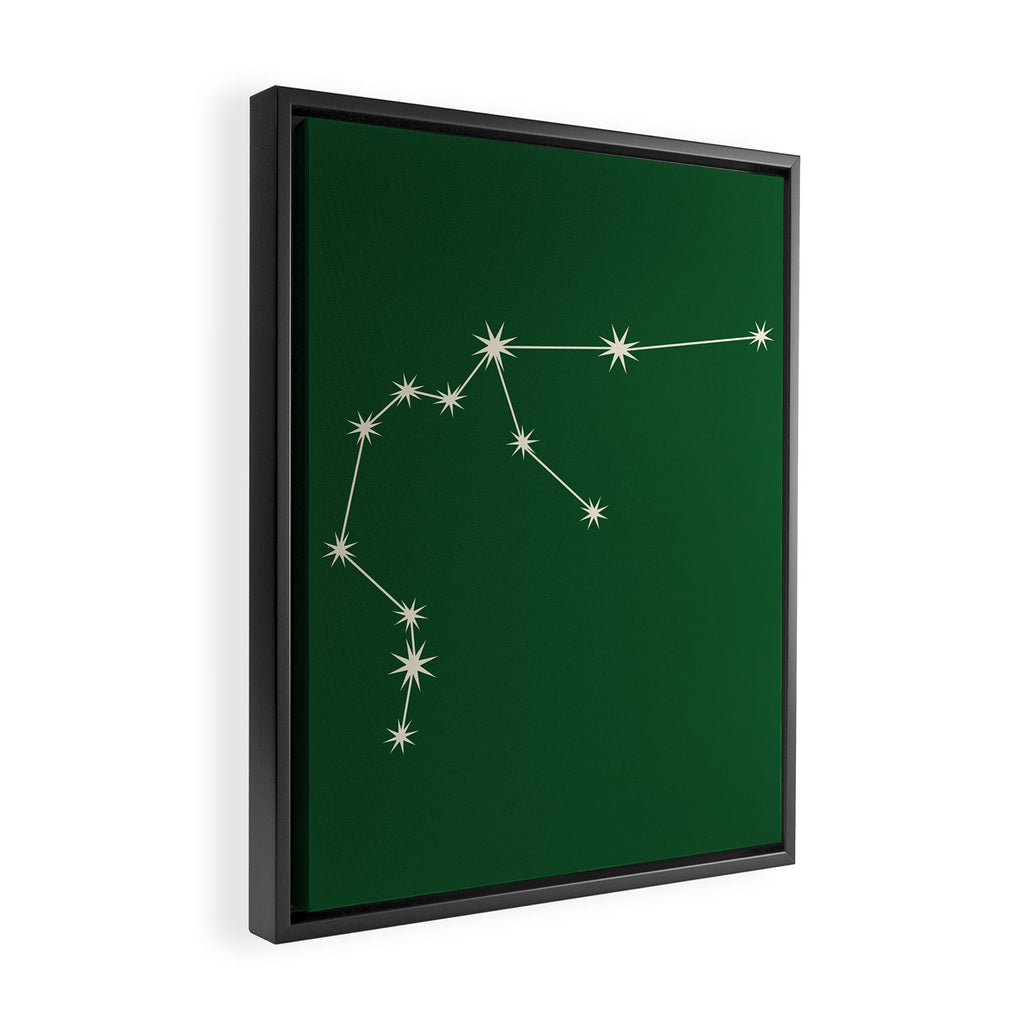 Aquarius Zodiac Star Constellation Line Art Green Framed Canvas Print Gallery Image 2