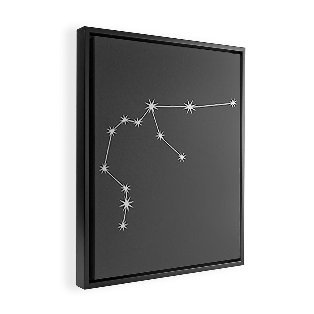 Aquarius Zodiac Star Constellation Line Art Grey Framed Canvas Print Gallery Image 2