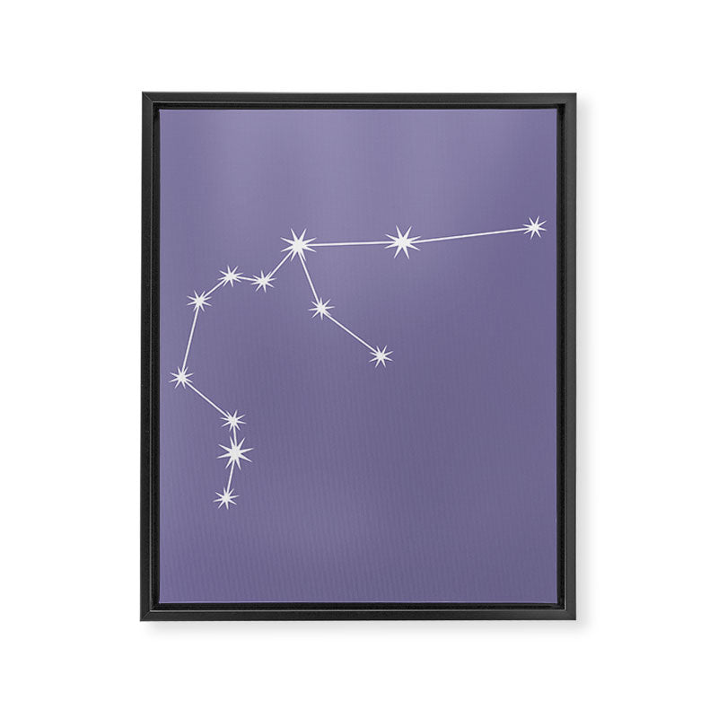 Aquarius Zodiac Star Constellation Line Art Lavender Purple Framed Canvas Print Gallery Image 8