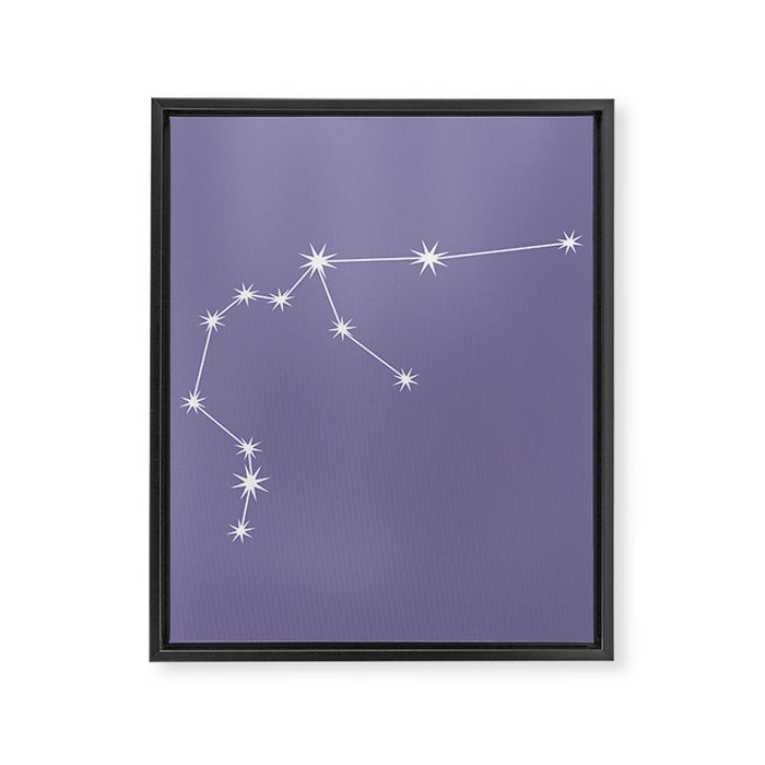 Aquarius Zodiac Star Constellation Line Art Lavender Purple Framed Canvas Print Gallery Image 1