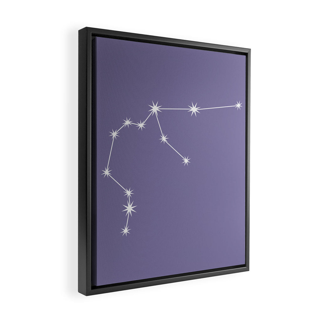Aquarius Zodiac Star Constellation Line Art Lavender Purple Framed Canvas Print Gallery Image 2
