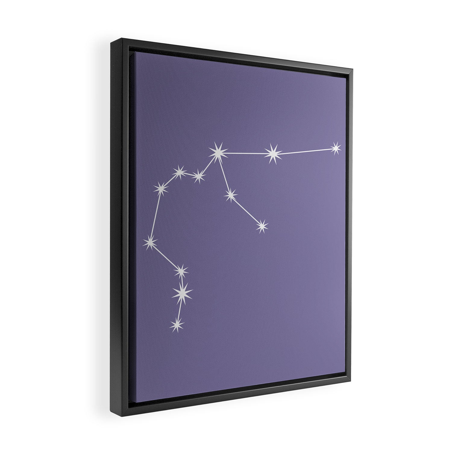 Aquarius Zodiac Star Constellation Line Art Lavender Purple Framed Canvas Print Gallery Image 2
