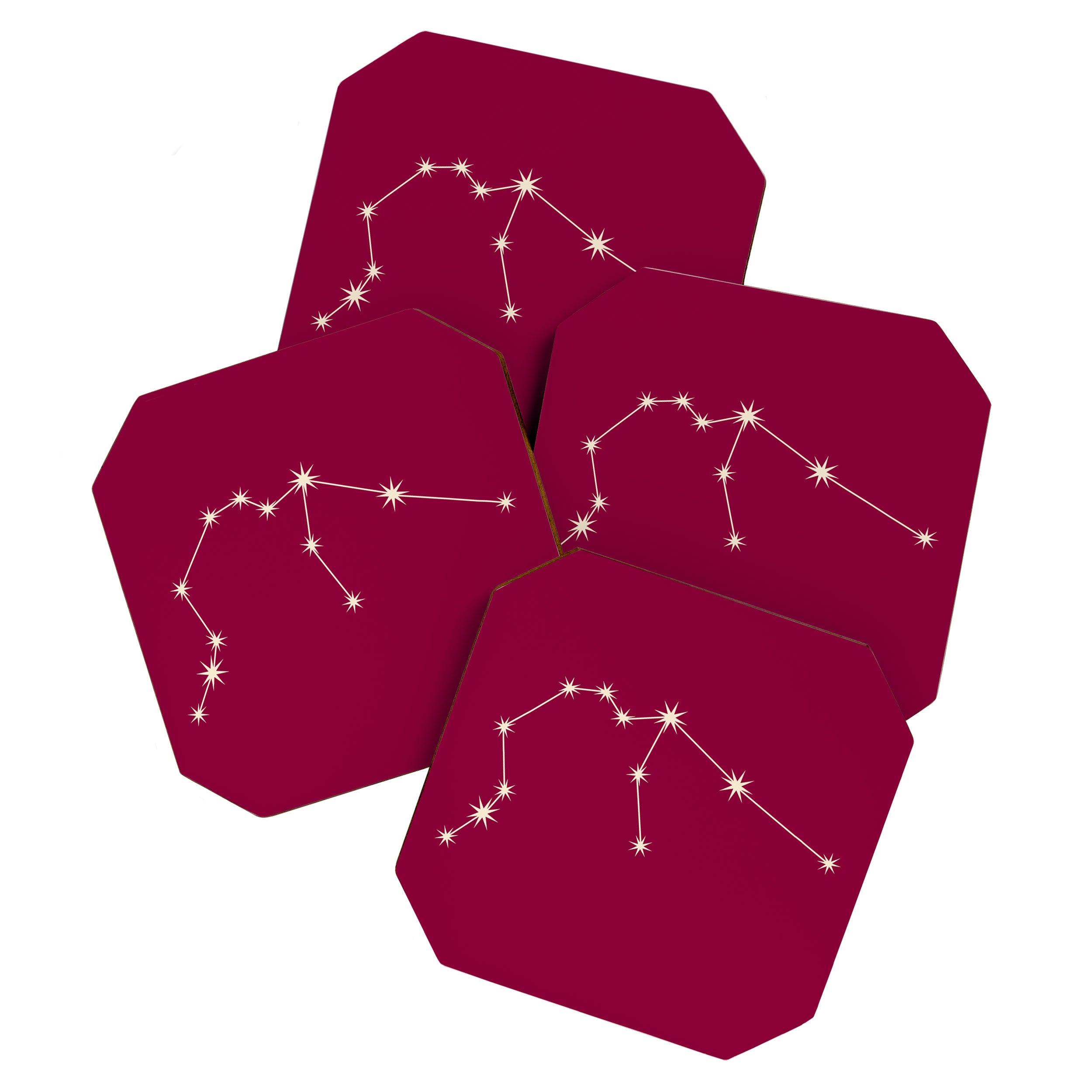 Aquarius Zodiac Star Constellation Line Art Magenta Pink Coaster Gallery Image 1