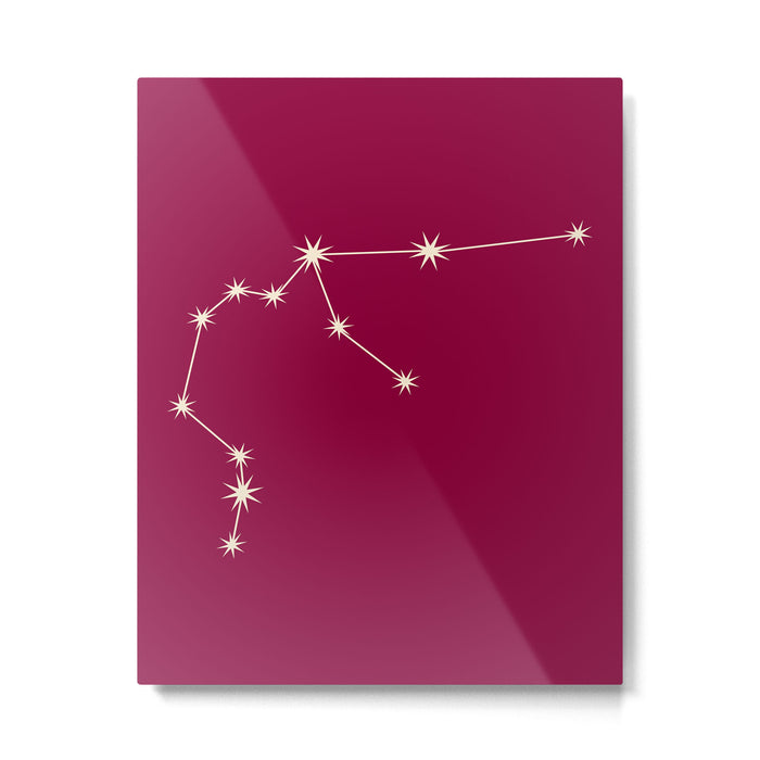Aquarius Zodiac Star Constellation Line Art Magenta Pink Metal Print Gallery Image 1