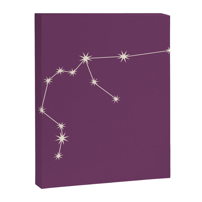 Aquarius Zodiac Star Constellation Line Art Mauve Purple Canvas Print Gallery Image 1