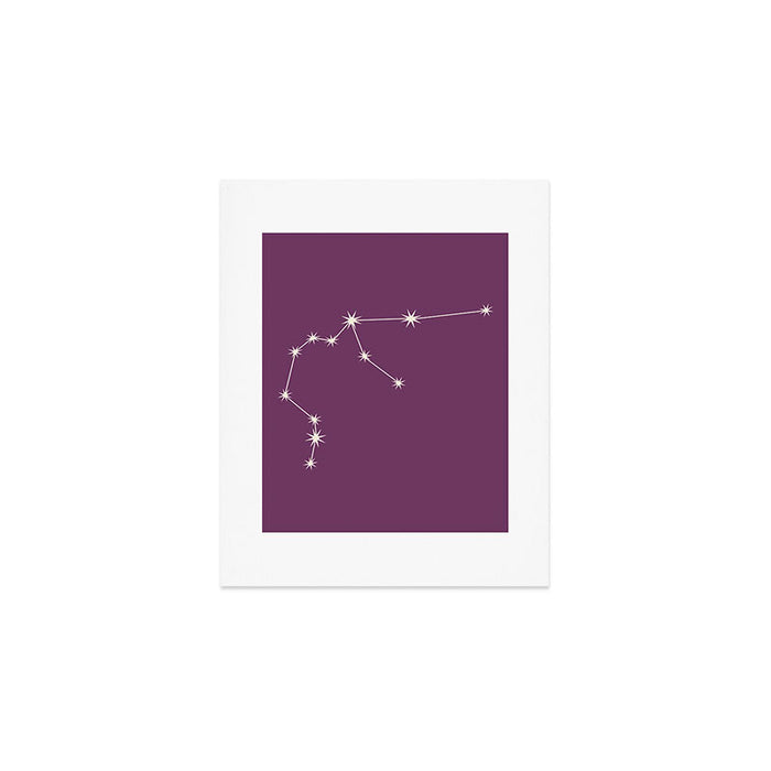 Aquarius Zodiac Star Constellation Line Art Mauve Purple Art Print Gallery Image 1