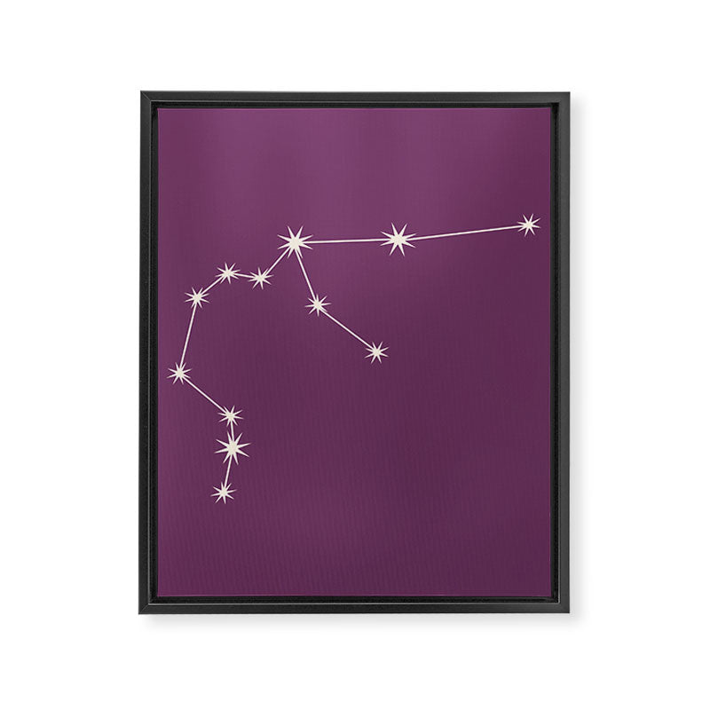 Aquarius Zodiac Star Constellation Line Art Mauve Purple Framed Canvas Print Gallery Image 8
