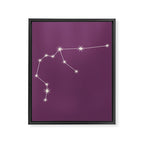 Aquarius Zodiac Star Constellation Line Art Mauve Purple Framed Canvas Print Gallery Image 8