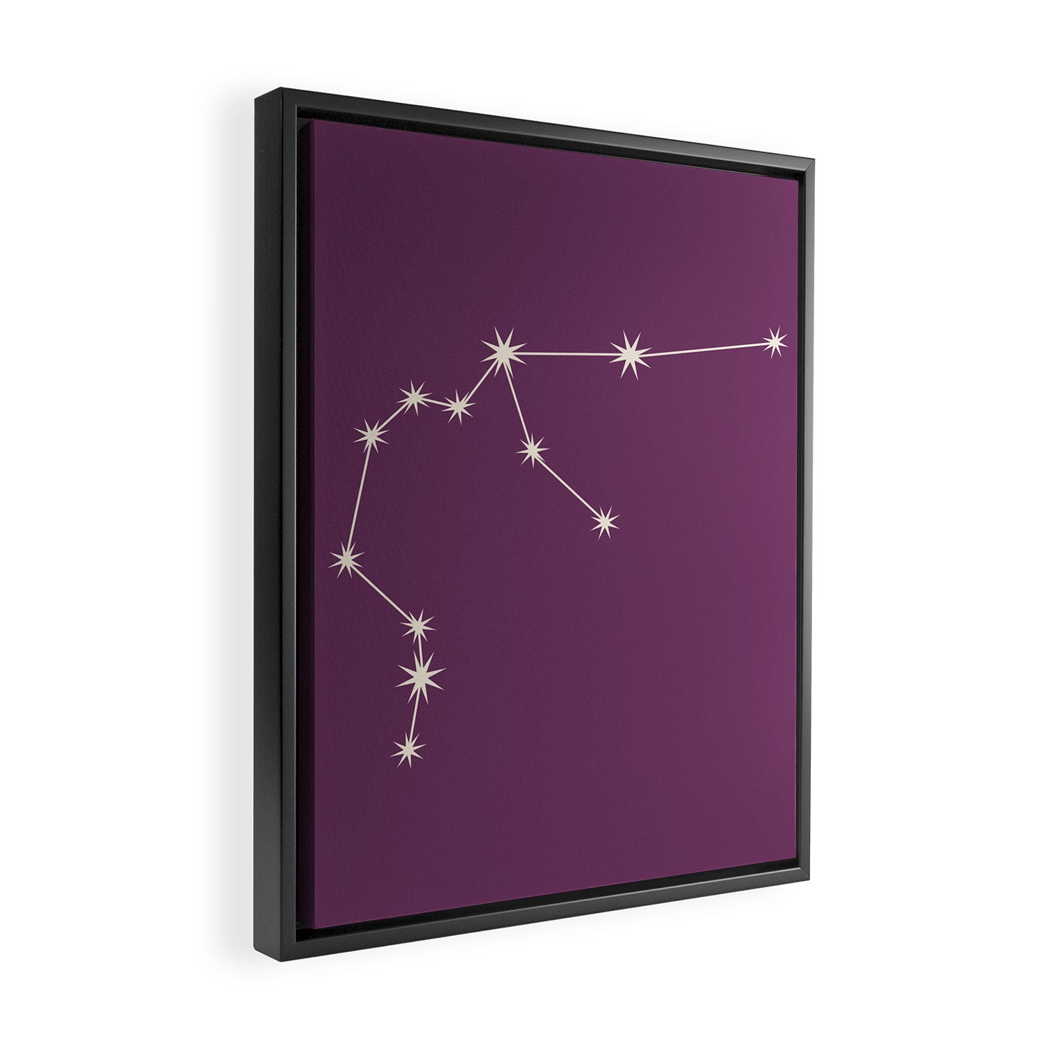 Aquarius Zodiac Star Constellation Line Art Mauve Purple Framed Canvas Print Gallery Image 2