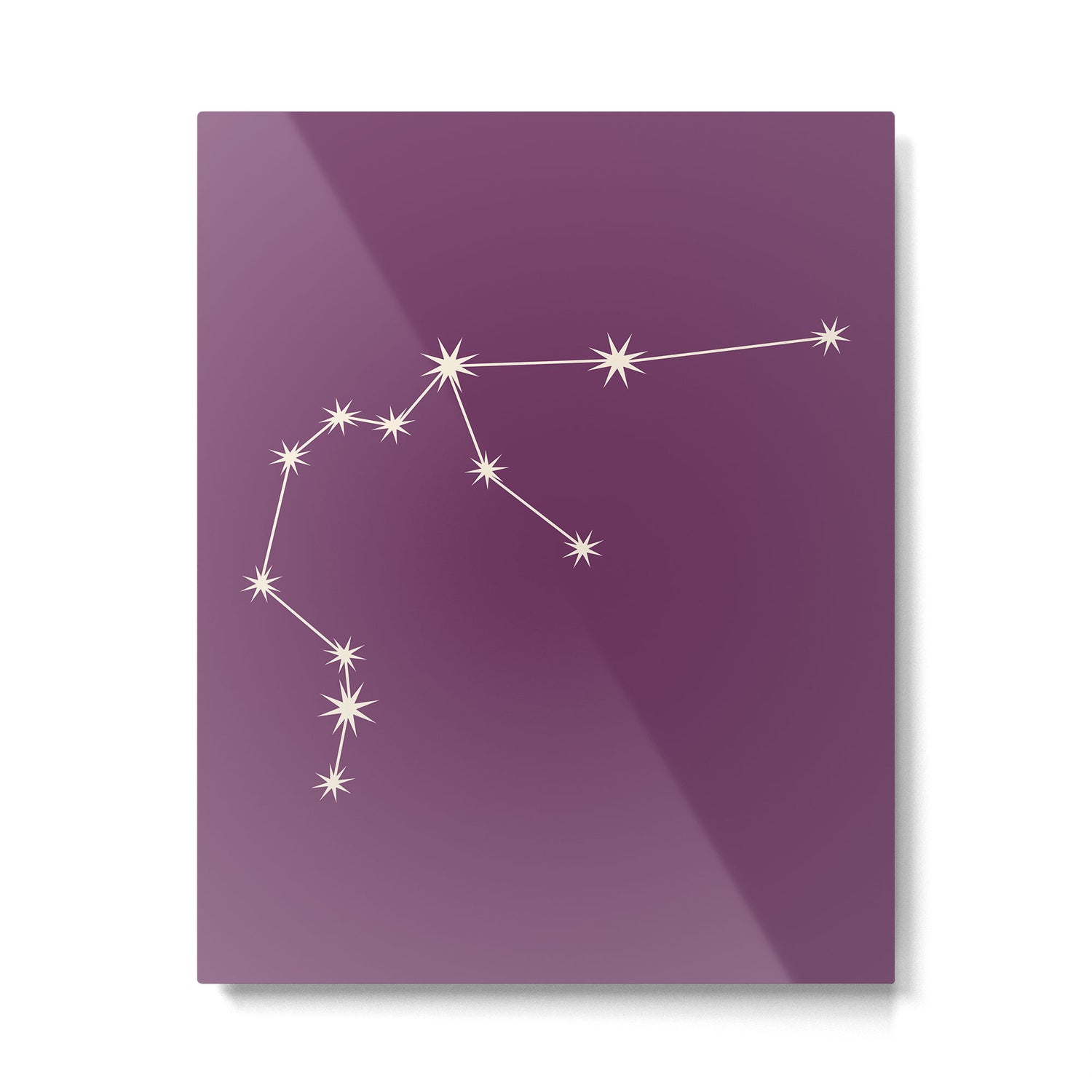 Aquarius Zodiac Star Constellation Line Art Mauve Purple Metal Print Gallery Image 6