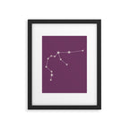 Aquarius Zodiac Star Constellation Line Art Mauve Purple Framed Art Print Gallery Image 6