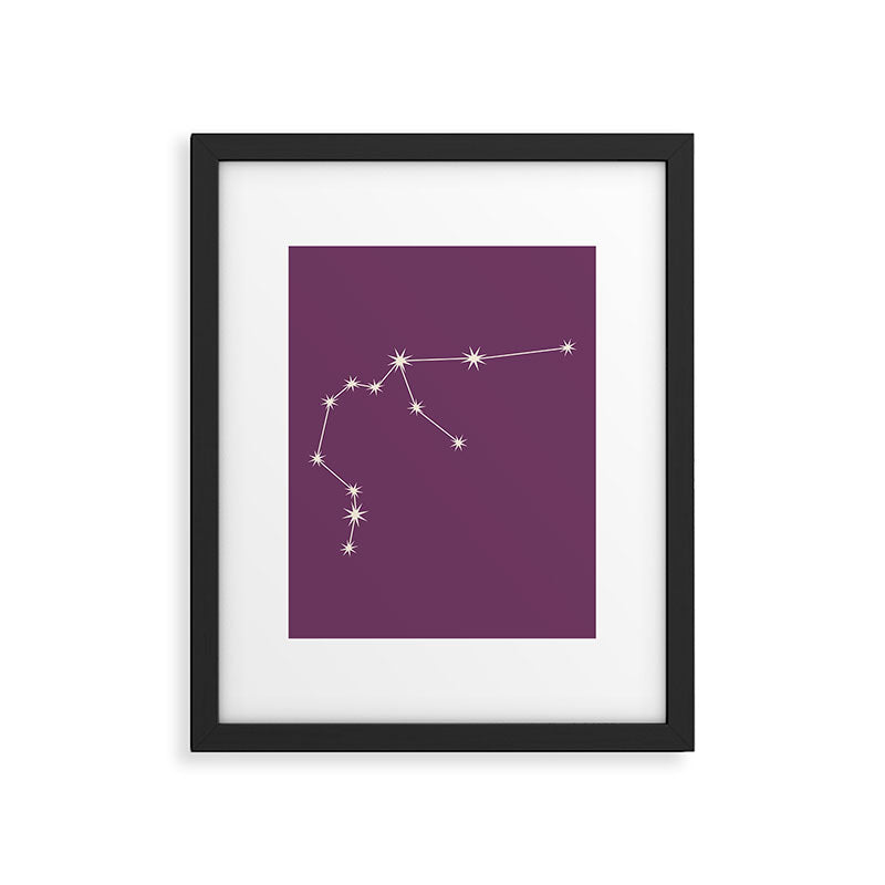 Aquarius Zodiac Star Constellation Line Art Mauve Purple Framed Art Print Gallery Image 6