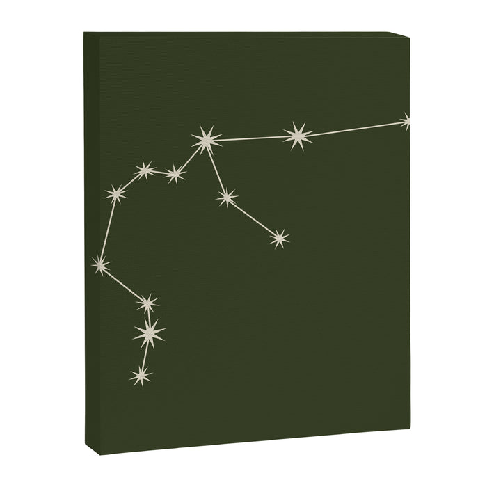Aquarius Zodiac Star Constellation Line Art Moss Green Canvas Print Gallery Image 1