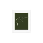 Aquarius Zodiac Star Constellation Line Art Moss Green Art Print Gallery Image 1