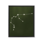 Aquarius Zodiac Star Constellation Line Art Moss Green Framed Canvas Print Gallery Image 8