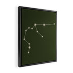 Aquarius Zodiac Star Constellation Line Art Moss Green Framed Canvas Print Gallery Image 2