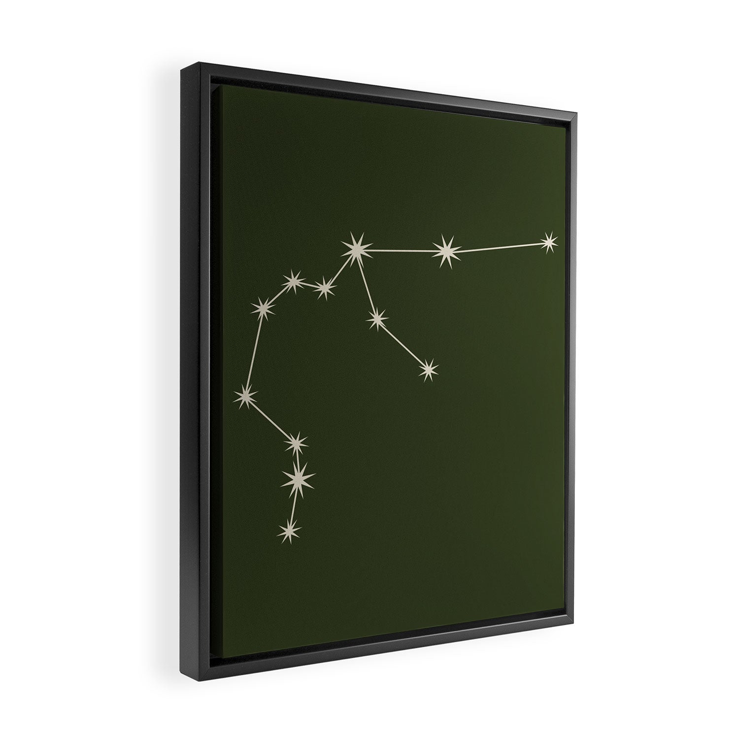 Aquarius Zodiac Star Constellation Line Art Moss Green Framed Canvas Print Gallery Image 2