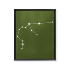 Aquarius Zodiac Star Constellation Line Art Olive Green Framed Canvas Print Gallery Image 8