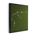 Aquarius Zodiac Star Constellation Line Art Olive Green Framed Canvas Print Gallery Image 2