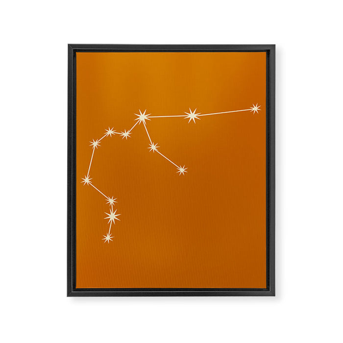 Aquarius Zodiac Star Constellation Line Art Orange Framed Canvas Print Gallery Image 1