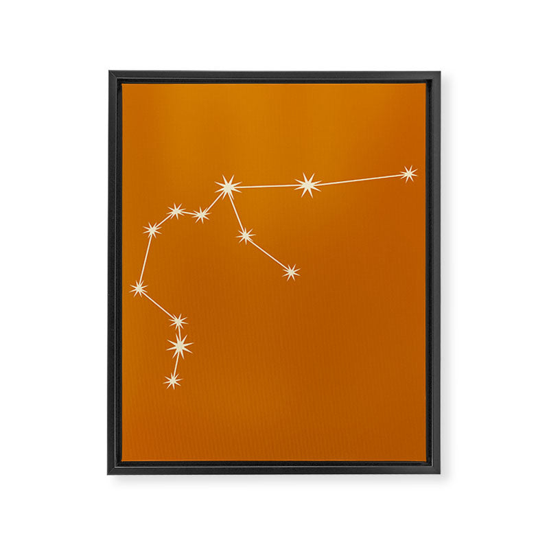 Aquarius Zodiac Star Constellation Line Art Orange Framed Canvas Print Gallery Image 8