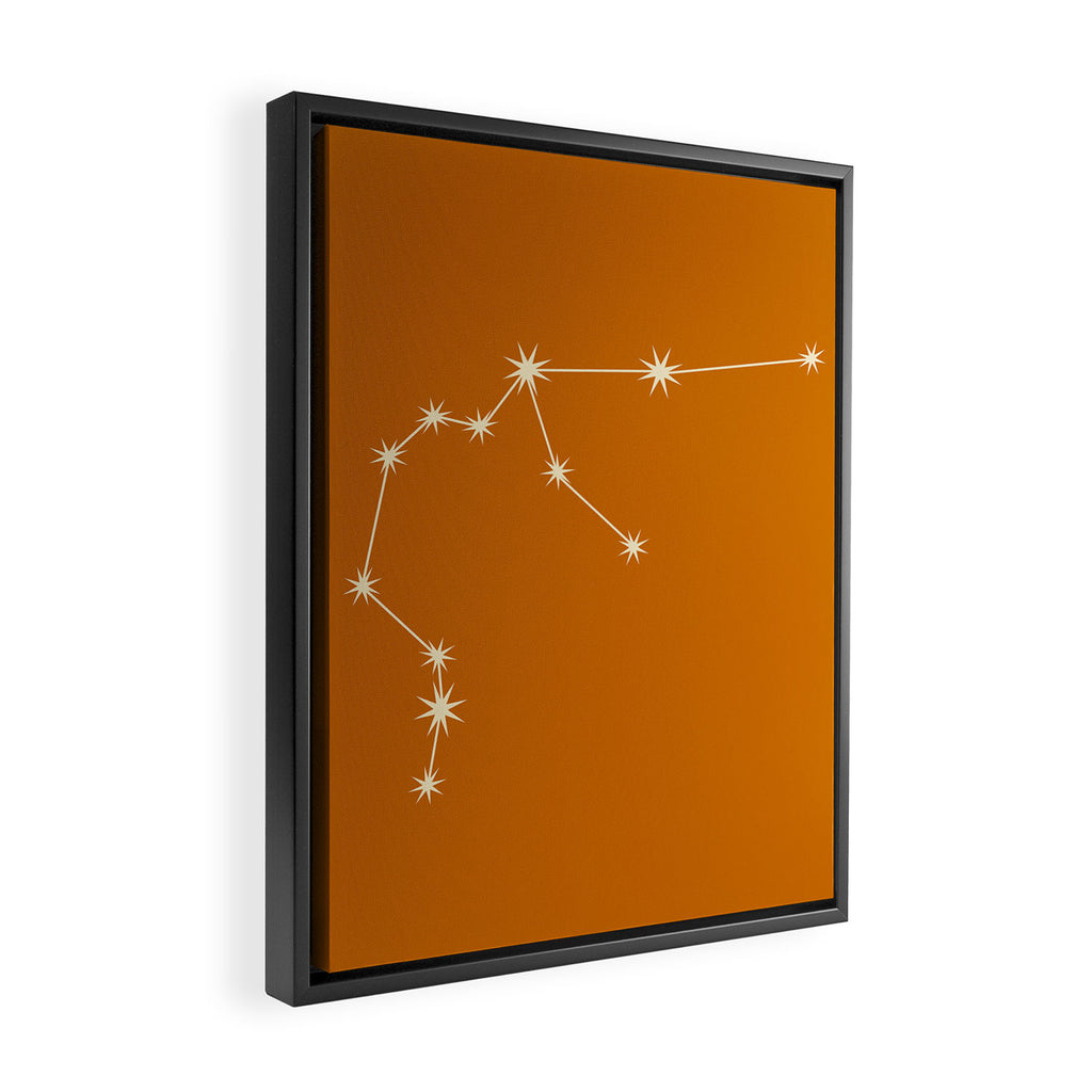 Aquarius Zodiac Star Constellation Line Art Orange Framed Canvas Print Gallery Image 2