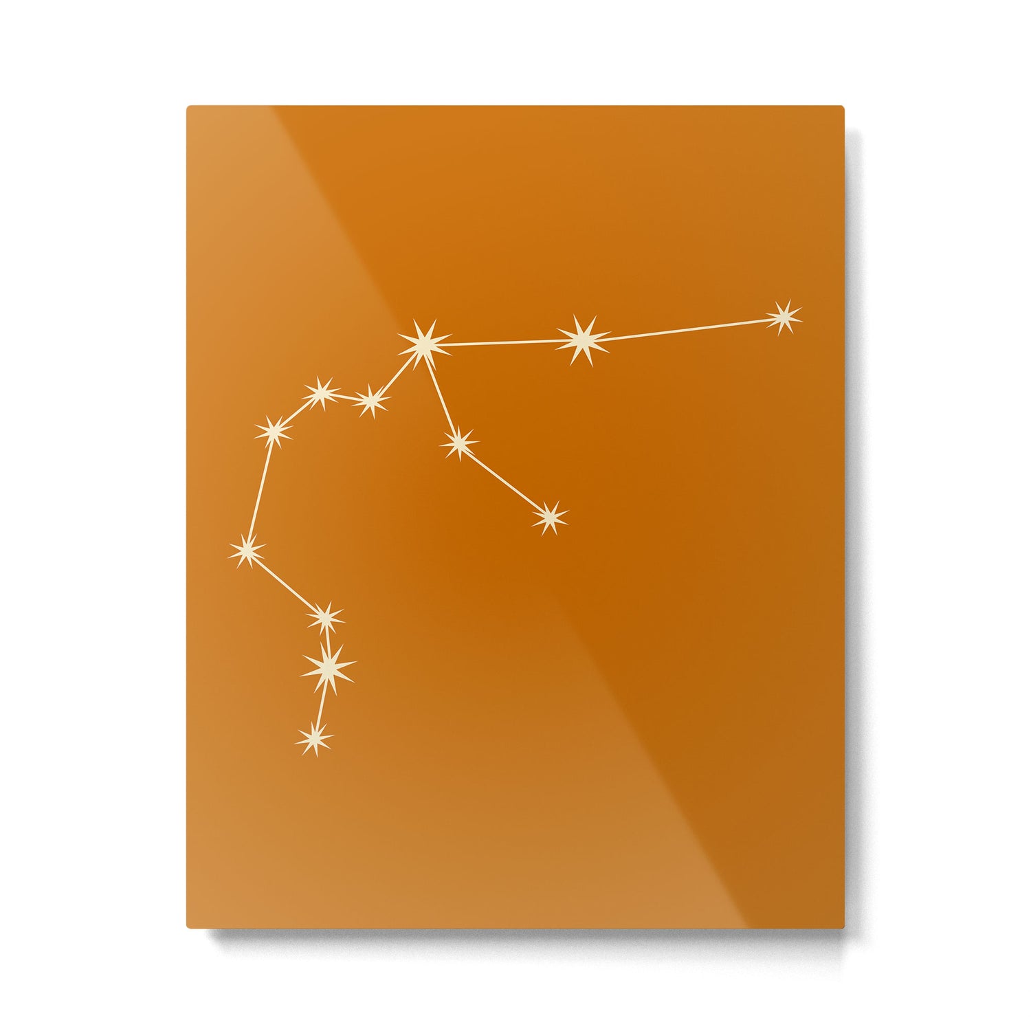 Aquarius Zodiac Star Constellation Line Art Orange Metal Print Gallery Image 6