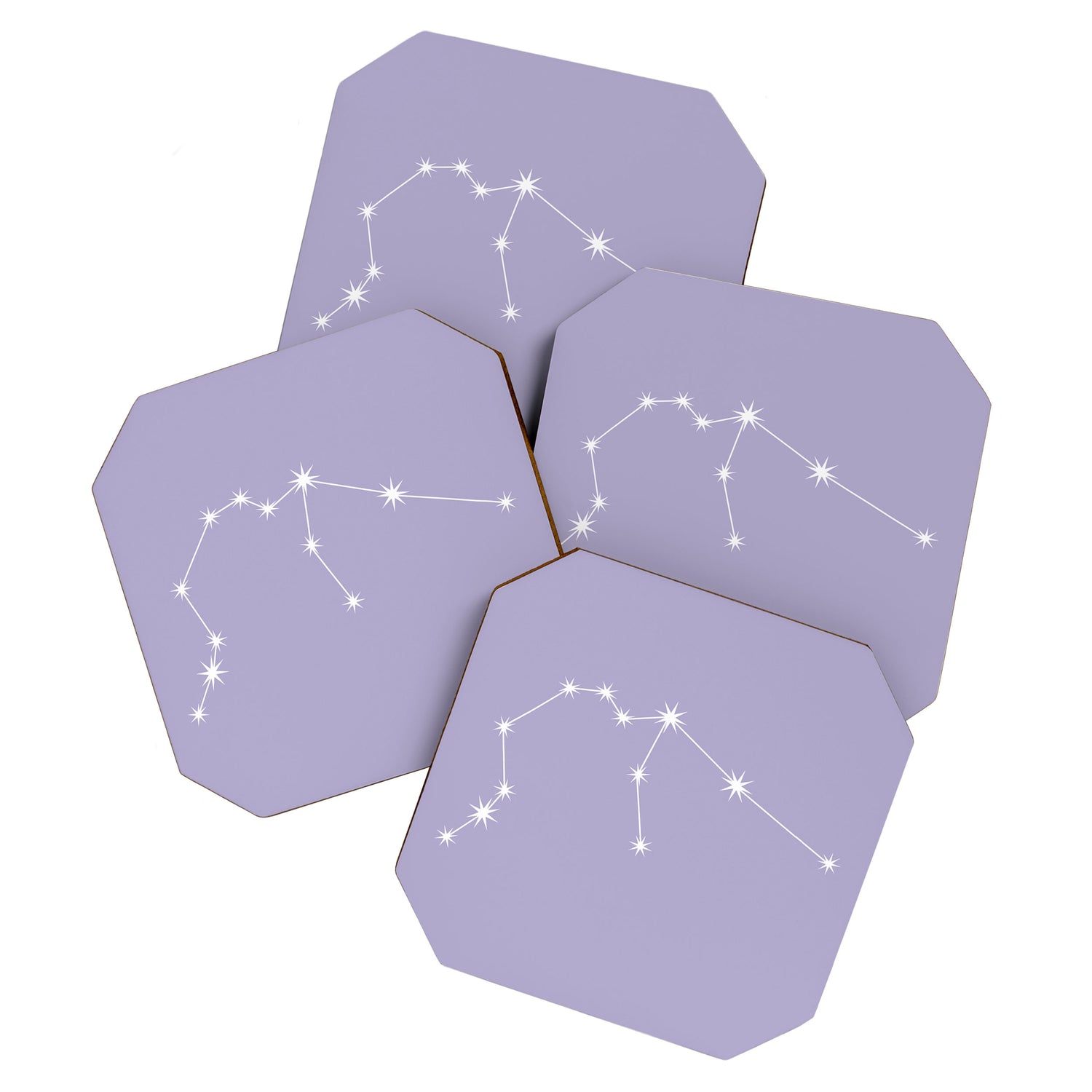 Aquarius Zodiac Star Constellation Line Art Pastel Lavender Coaster Gallery Image 1