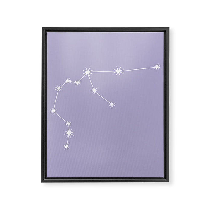 Aquarius Zodiac Star Constellation Line Art Pastel Lavender Framed Canvas Print Gallery Image 1