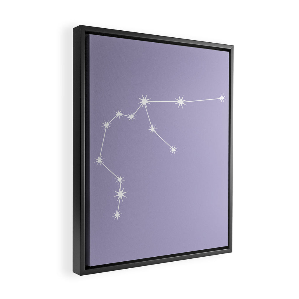 Aquarius Zodiac Star Constellation Line Art Pastel Lavender Framed Canvas Print Gallery Image 2