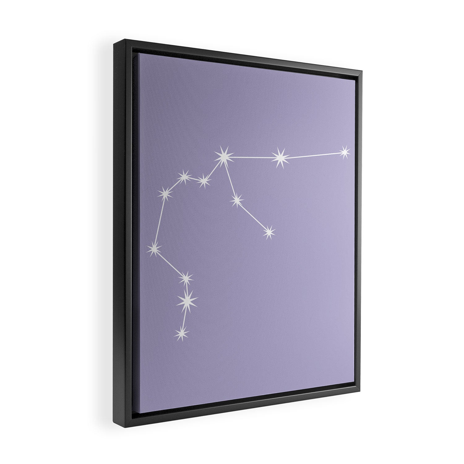 Aquarius Zodiac Star Constellation Line Art Pastel Lavender Framed Canvas Print Gallery Image 2