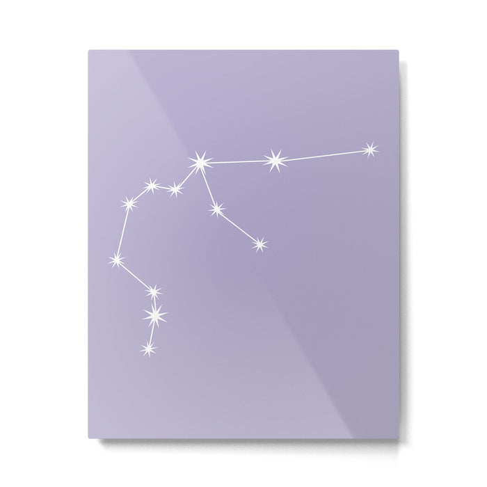Aquarius Zodiac Star Constellation Line Art Pastel Lavender Metal Print Gallery Image 1