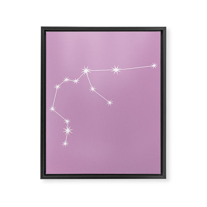Aquarius Zodiac Star Constellation Line Art Pastel Lilac Framed Canvas Print Gallery Image 1