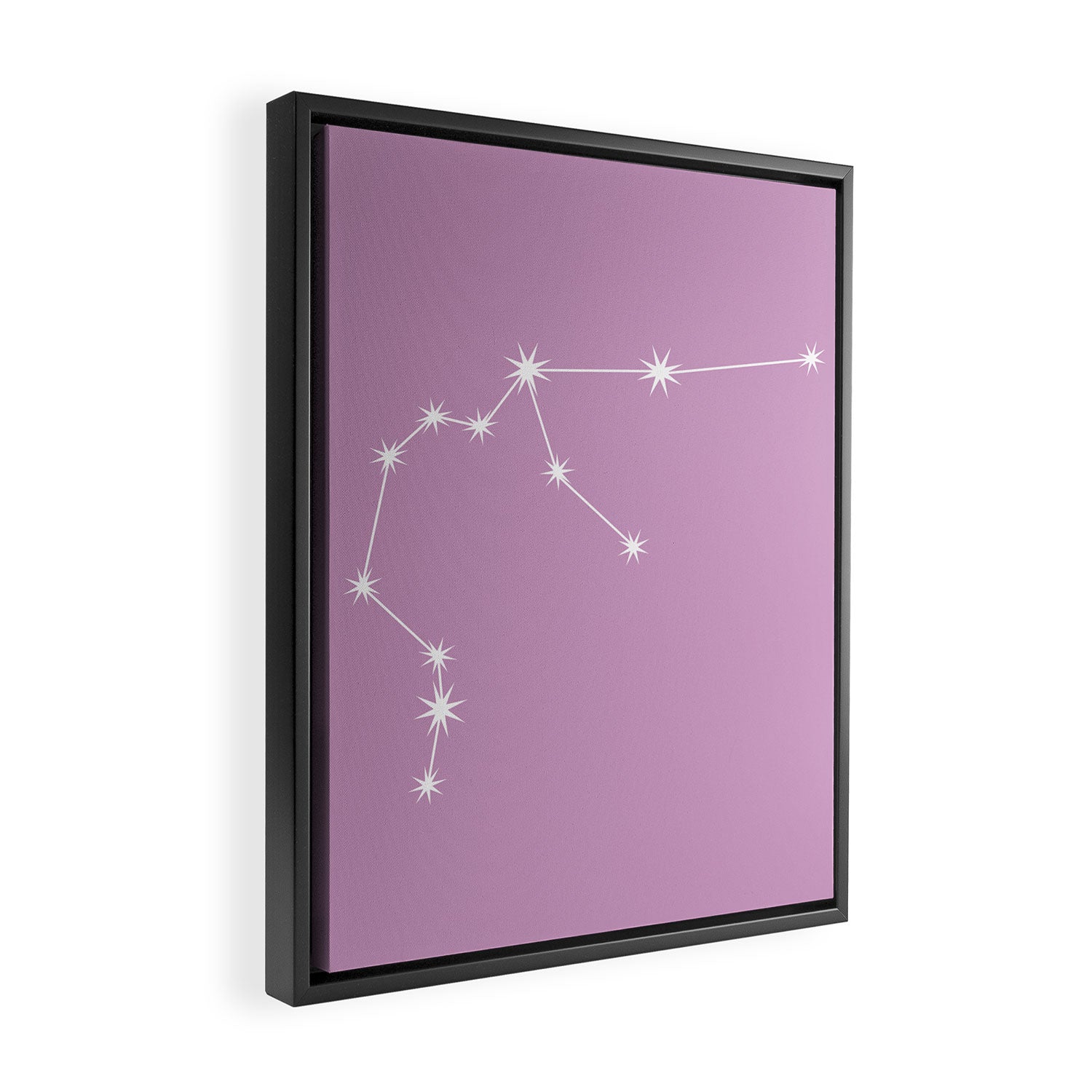 Aquarius Zodiac Star Constellation Line Art Pastel Lilac Framed Canvas Print Gallery Image 2