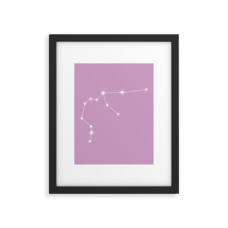 Aquarius Zodiac Star Constellation Line Art Pastel Lilac Framed Art Print Gallery Image 6