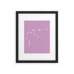 Aquarius Zodiac Star Constellation Line Art Pastel Lilac Framed Art Print Gallery Image 6